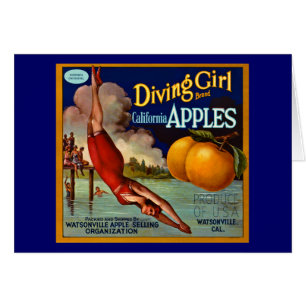 Diving Girl Apples - Etiket voor  fruitkratten
