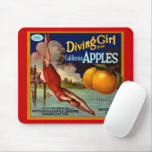 Diving Girl Apples - Etiket voor  fruitkratten Muismat (Met muis)