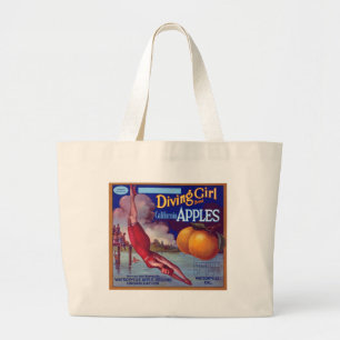 Diving Girl Apples Grote Tote Bag