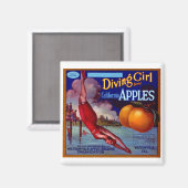 Diving Girl Apples Magneet (Voorkant / Achterkant)