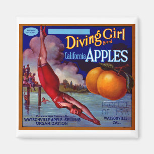 Diving Girl Apples Magneet