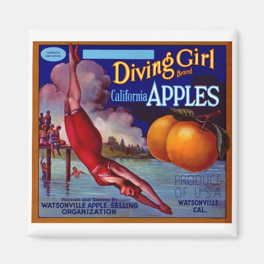 Diving Girl Apples Magneet (Voorkant)