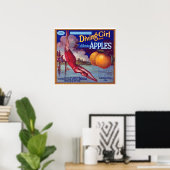 Diving Girl Apples Poster (Thuiskantoor)