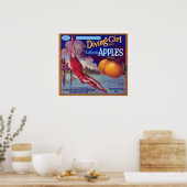 Diving Girl Apples Poster (Keuken)