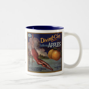 Diving Girl Apples Tweekleurige Koffiemok