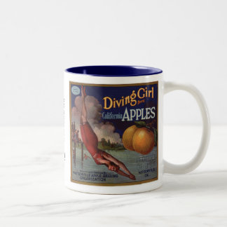 Diving Girl Apples Tweekleurige Koffiemok