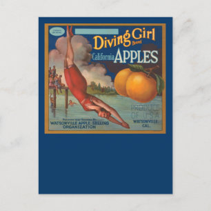 Diving Girl California Apples Briefkaart