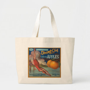 Diving Girl California Apples Grote Tote Bag