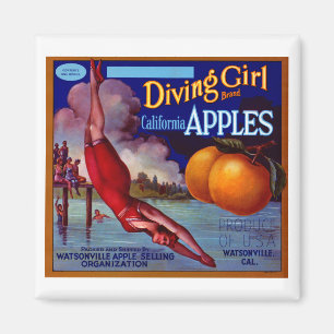 Diving Girl California Apples Magneet