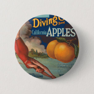 Diving Girl California Apples Ronde Button 5,7 Cm