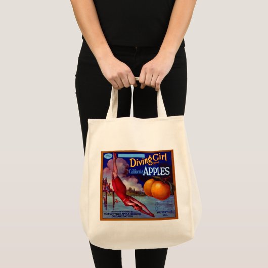 Diving Girl California Apples Tote Bag (Voorkant (product))