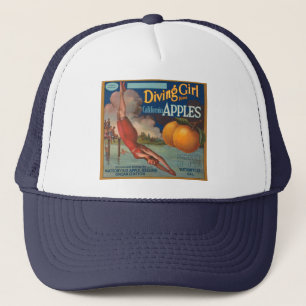 Diving Girl California Apples Trucker Pet