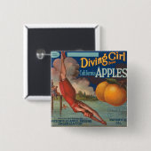 Diving Girl California Apples Vierkante Button 5,1 Cm (Voorkant /achterkant)