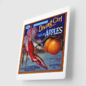 Diving Girl California Apples Vierkante Klok (Hoek)