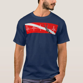 Diving Heartbeat Scuba Diver EKG Line T-shirt
