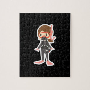 Diving I Love Snorkeling Swimming Girl Kinder Legpuzzel