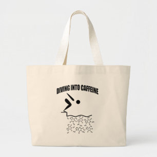 Diving in cafeïne grote tote bag
