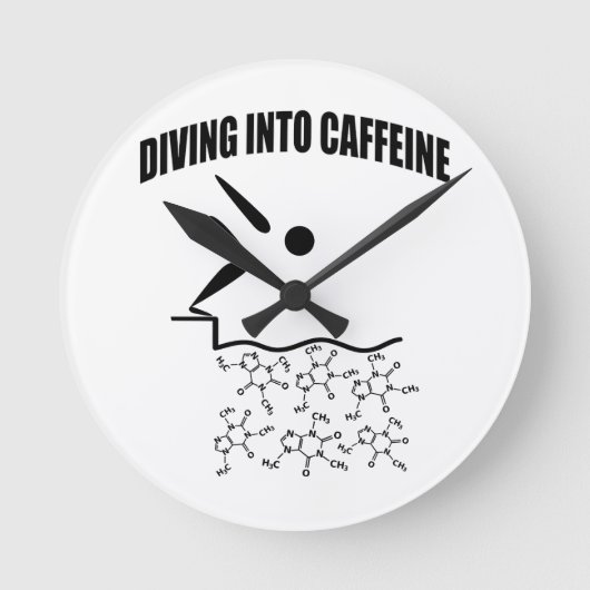 Diving in cafeïne ronde klok (Voorkant)