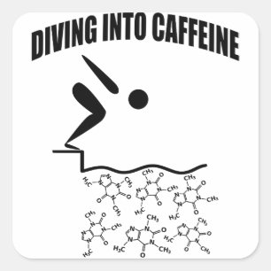 Diving in cafeïne vierkante sticker
