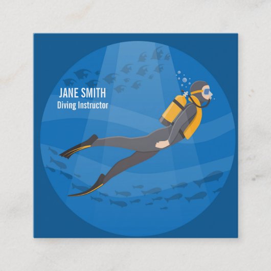 Diving Instructor deep zee duikbedrijf Vierkante Visitekaartje (Voorkant)