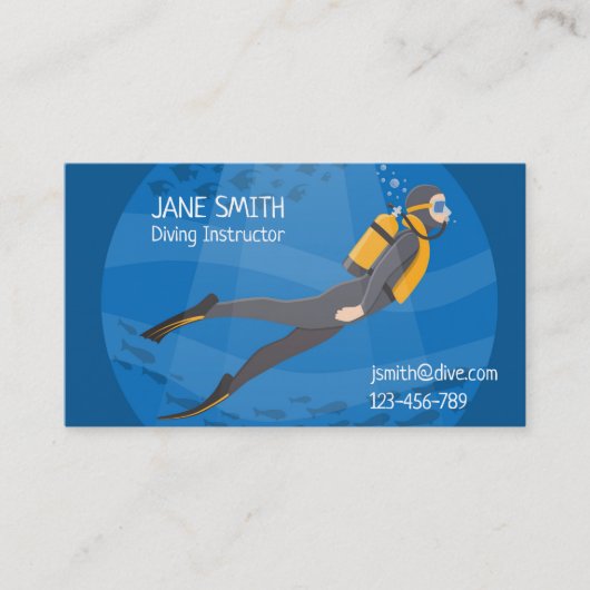 Diving Instructor deep zee duikbedrijf Visitekaartje (Voorkant)
