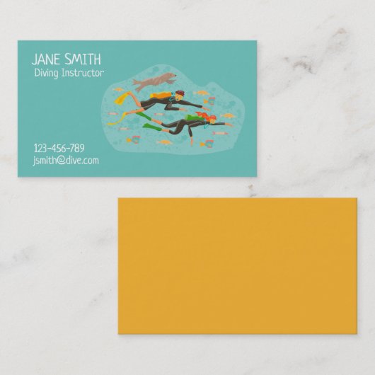 Diving Instructor diep zee duikend bedrijf moderne Visitekaartje (Voorkant / Achterkant)