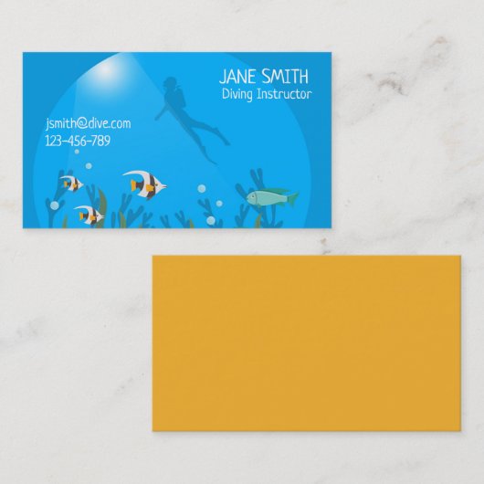 Diving Instructor diep zee duikend bedrijf moderne Visitekaartje (Voorkant / Achterkant)