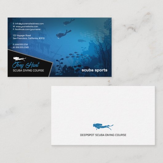 Diving Instructor | Frogman | Sport in Scuba Visitekaartje (Voorkant / Achterkant)