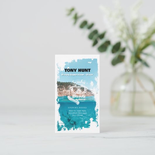 Diving Instructor | Frogman | Sport in Scuba Visitekaartje (Staand voorkant)