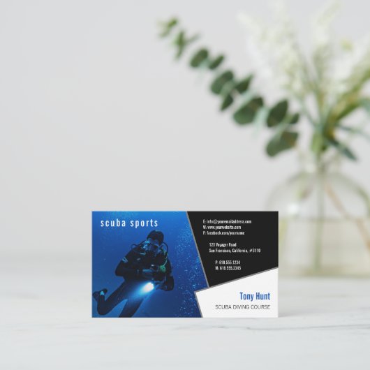 Diving Instructor | Frogman | Sport in Scuba Visitekaartje (Staand voorkant)