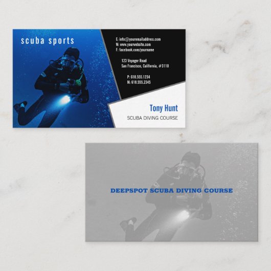 Diving Instructor | Frogman | Sport in Scuba Visitekaartje (Voorkant / Achterkant)