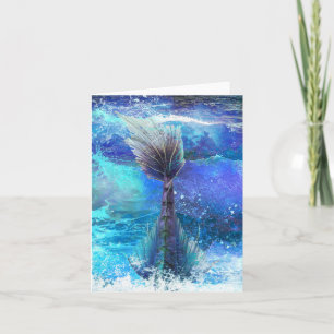 Diving Mermaid Fin Fantasy Ocean Wave Art Kaart