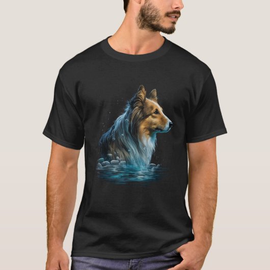 Diving Sheltie and Swimming Water Shetland Sheepdo T-shirt (Voorkant)