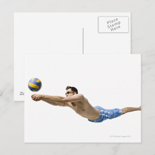 Diving volleybalspeler briefkaart (Voorkant / Achterkant)