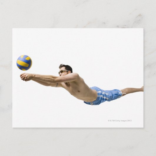 Diving volleybalspeler briefkaart (Voorkant)