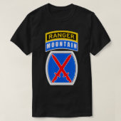 Divisie 10th Mountain (MTN) Patch met Ranger Tab T-shirt (Design voorkant)