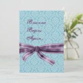 Divorce Celebration - Blue and Paars Damask Kaart (Staand voorkant)