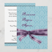 Divorce Celebration - Blue and Paars Damask Kaart (Voorkant / Achterkant)