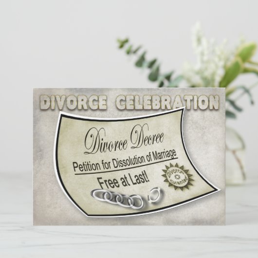 DIVORCE CELEBRATION INVIATION - DECREE KAART (Staand voorkant)