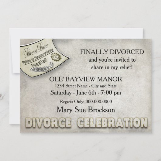 DIVORCE CELEBRATION INVIATION - DECREE KAART (Achterkant)