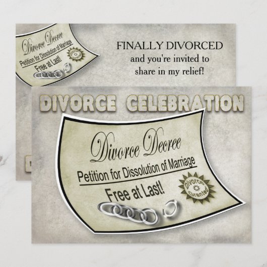 DIVORCE CELEBRATION INVIATION - DECREE KAART (Voorkant / Achterkant)
