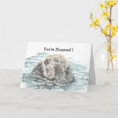 Divorce feliciteert Humor Cute Excited Otter Kaart (Gele Bloem)