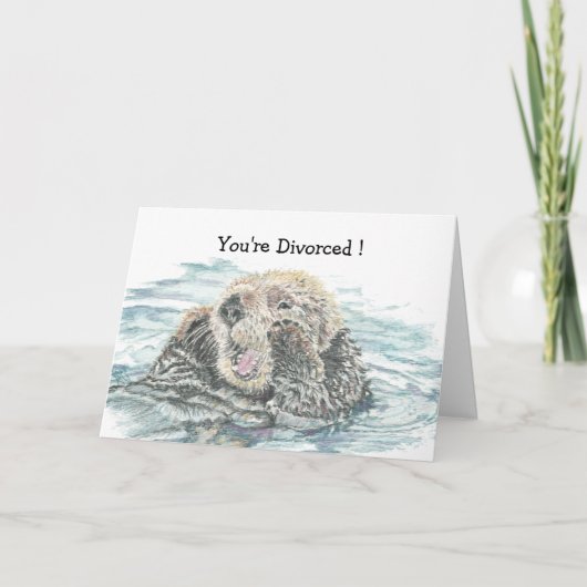 Divorce feliciteert Humor Cute Excited Otter Kaart (Voorkant)
