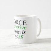 "Divorce is duur..." Witte keramische mok 11 oz (Voorkant rechts)