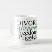 "Divorce is duur..." Witte keramische mok 11 oz (Voorkant links)