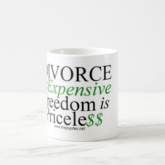 "Divorce is duur..." Witte keramische mok 11 oz (Center)