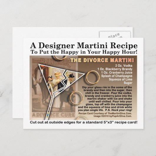 Divorce Martini Recipe Briefkaart (Voorkant / Achterkant)