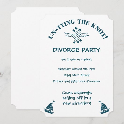 Divorce Party grappig Ontkoppelen van Uitnodiging (Voorkant / Achterkant)