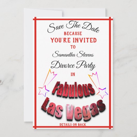 Divorce Party in Las Vegas Fabulous Stars - Save The Date (Voorkant)