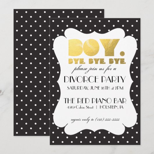 Divorce Party Invitation - Boy Dag Kaart (Voorkant / Achterkant)